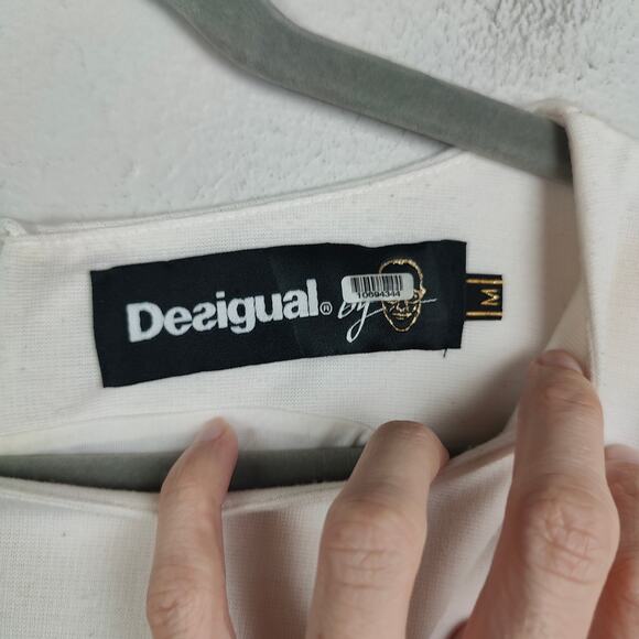 Desigual Sally Shift Dress Womens Medium White‎ Circle Print Mini Sleeveless - Picture 9 of 12